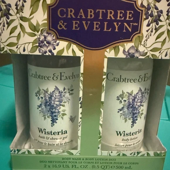NWT Crabtree & Evelyn Set of Wisteria Products - Shower Gel & Lotion 16.9  oz ea.